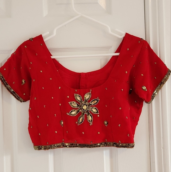 Red Saree & Blouse - Picture 5 of 7